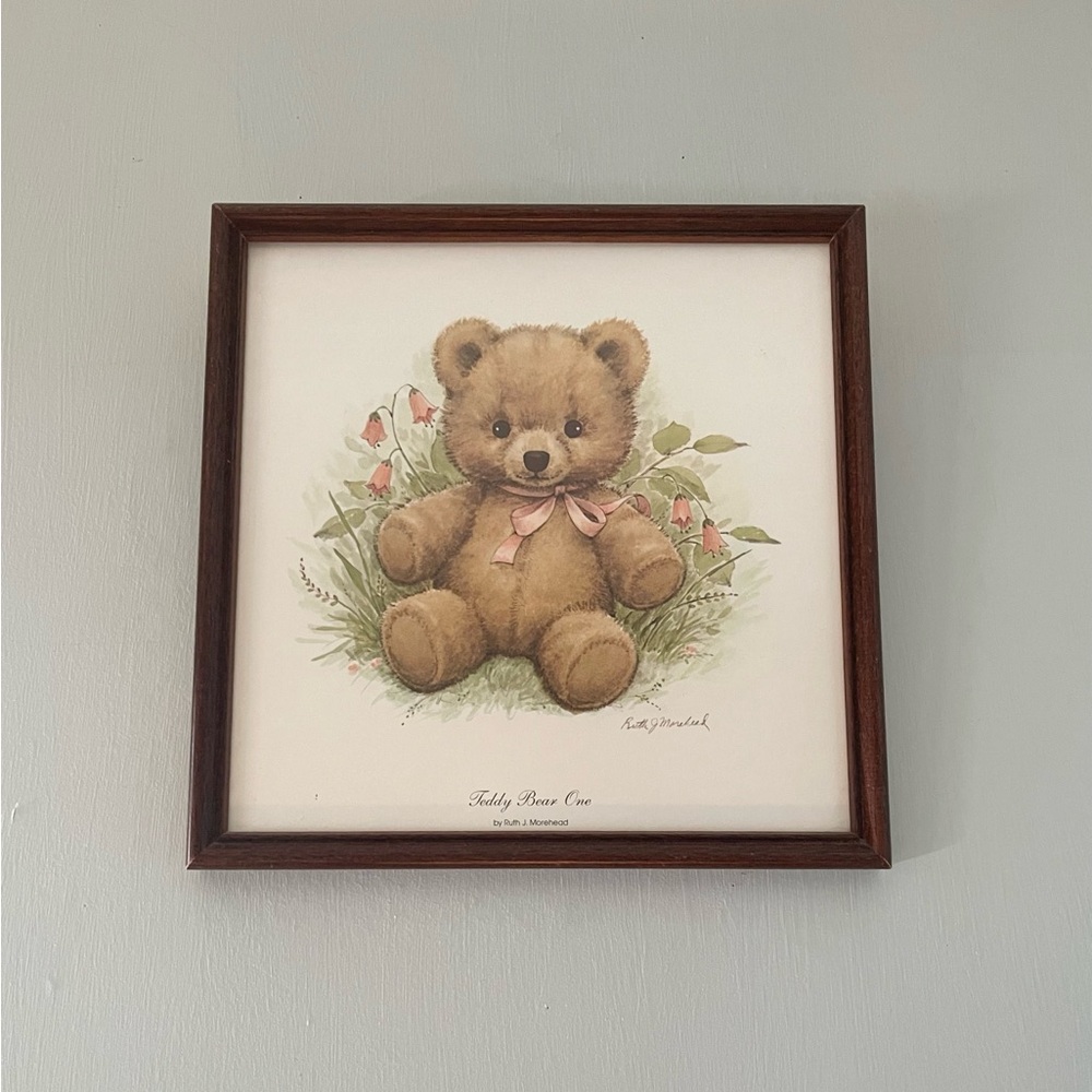 Vintage Framed Teddy Bear Art Print